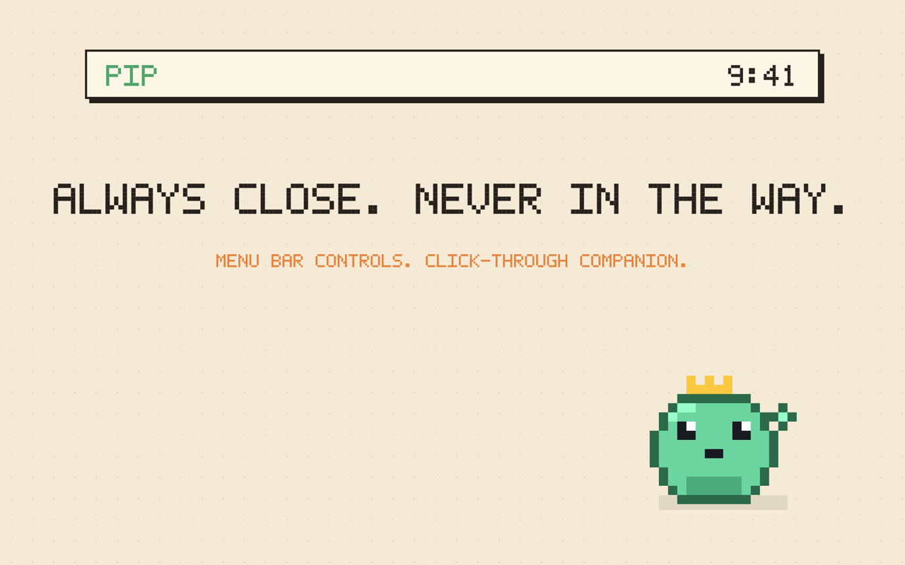 Pip living in the Mac menu bar